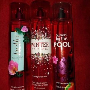 Bath and body works body sprays 3pk